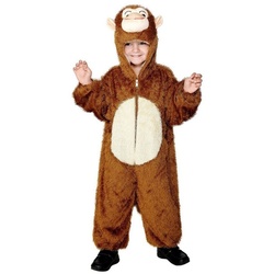 Smiffys Kostüm Tierkostüm Affe, Tierisch niedlicher Kostümoverall für Kinder braun 116-128