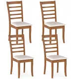FANTASK Esszimmerstuhl 2er Set, Holzstuhl mit gepolstertem Sitz & Rückenlehne, Küchenstühle stabil bis 150 kg, Polsterstühle für Esszimmer, Küche, Wohnzimmer, Beige