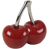 Casablanca modernes Design Casablanca 36439 Skulptur - Dekoobjekt - Kirsche - Double Cherry - Keramik - rot/Silber 16 x 16 cm