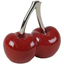 Casablanca modernes Design Casablanca 36439 Skulptur - Dekoobjekt - Kirsche - Double Cherry - Keramik - rot/Silber 16 x 16 cm