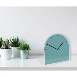 Tischuhr QUEENCE "Helene", blau (türkis), Tischuhren, Tisch, Uhr, modern, geräuschlos
