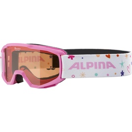 Alpina Sport Alpina Piney Wintersportbrille Pink Kinder Braun Zylindrische (flache) Linse