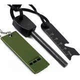 Survival Fire Starter Pack + Pfeife, Lineal, Flaschenöffner