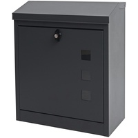 Mendler XXL Briefkasten HWC-H26, Firmenbriefkasten Postkasten, abschließbar pulverbeschichtet 52x44x25cm ~ anthrazit-schwarz