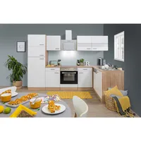 Respekta Winkelküche L-Form 280 x 172 cm Weiß Eiche