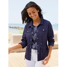 Casual Looks Blusenblazer CASUAL LOOKS "Blusenblazer", Damen, Gr. 36, marine, 94% Polyamid, 6% Elasthan, Blazer Blusenblazer