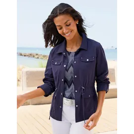 Casual Looks Blusenblazer CASUAL LOOKS "Blusenblazer", Damen, Gr. 36, marine, 94% Polyamid, 6% Elasthan, Blazer Blusenblazer
