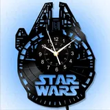 Luke Decor Vinyl Uhr, Star Clock Krieg Sci-Fi Filme Thema 12 Zoll LED Nachtlicht Zimmer Dekoration 7 Farben Dekoration Wanduhr, leuchtende Geschenke für Filmliebhaber, Geburtstagsgeschenk