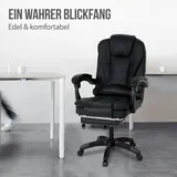 Mendler Bürostuhl HWC-M80, Schreibtischstuhl Drehstuhl Chefsessel, ausziehbare Fußstütze Kunstleder schwarzes Fußkreuz - schwarz