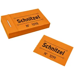 CombiCraft Wertmarken Block 'Schnitzel' Orange - 5 Blöcke mit 50 Wertmarken pro Block