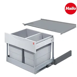 HAILO Abfallsammler 3644801 30 Liter Raumspar Tandem S plus 18/12 - Hellgrau