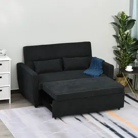 Homcom Schlafsofa 2-Sitzer mit Bettfunktion Wurfkissen Samtoptik