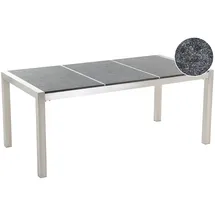 Beliani Gartentisch 180 x 90 x 74 cm Grau/Schwarz/Silber