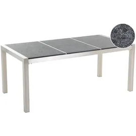 Beliani Gartentisch 180 x 90 x 74 cm Grau/Schwarz/Silber