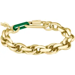 Armkette LACOSTE "AUDACIA, 2040365, 2040366", gold (gelbgoldfarben, grün), Armbänder, Damen, Edelstahl-Aluminium, Edelstahl, Aluminium
