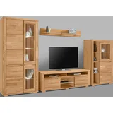 Home Affaire Wohnwand HOME AFFAIRE "Denis", braun (eiche teilmassiv), Holzwerkstoff eichefarben (Korpus) / Massivholz Eiche (Front), Holz teilmassiv, Kastenmöbel-Sets, Wohnwand, teilmassives Holz