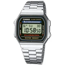 Chronograph CASIO VINTAGE, silber (rot, silberfarben), Armbanduhren, Damen, Quarzuhr, Armbanduhr,Damenuhr, Herrenuhr, Digitaluhr, Resinarmband