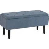 HOMCOM Sitzbank mit Stauraum, Bettbank, Polsterbank mit Klappdeckel, Truhenbank, für Wohnzimmer, Schlafzimmer, Blau, 95 x 38 x 45 cm   Aosom