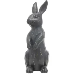 Deko Osterhase , schwarz , Polyresin (Kunstharz) , Maße (cm): B: 8,5 H: 23,5 T: 12