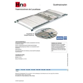 Hn8 Schlafsysteme Quattroplus Plan Lattenrost mit 42 Federholzleisten 90 x 200 cm