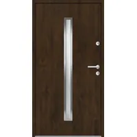 Aluminium-Stahl Nebeneingangstür "SAMIA" Nussbaum holzähnlich beidseitig innen öffnend DIN rechts