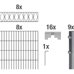 Doppelstabmattenzaun ALBERTS "Eleganz", grau (anthrazit), H:120cm, Stahl, Zaunelemente, anthrazit, Höhe: 100-160cm, Gesamtlänge: 10-20m, zum Einbetonieren