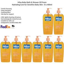 Mixa Baby Bade Duschöl-Schaum Feuchtigkeitspflege für Empfindliche Babyhaut x8