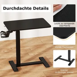 Costway Pflegetisch mit Rollen, Betttisch Krankentisch, Schwarz