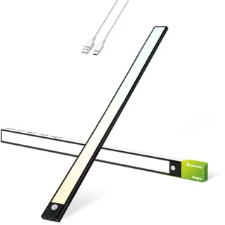 brendz Unterbauleuchte Küche LED, LED Leiste Küche, 60cm, USB-C Wiederaufladbar, 4400mAh, 3 Farbtemperaturen, Dimmbar, Magnetisch, Küchenunterbauleuchte, Küchenbeleuchtung, Puyo Schwarz