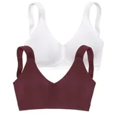 PETITE FLEUR Soft-BH Damen bordeaux+weiß Gr.100D