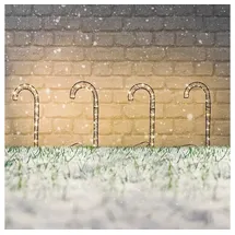 Hi Haushalt International Hi Gartenstecker Zuckerstangen mit LED Lichtdraht, 4 Stück