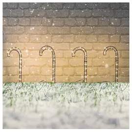 Hi Haushalt International Hi Gartenstecker Zuckerstangen mit LED Lichtdraht, 4 Stück