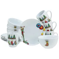 CreaTable Luna Frühstücksset 12-tlg. weiß mit Sockenmotiven