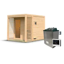 Karibu Gartensauna Saunahaus Angkor 2 9 kW Ofen inkl. Steuergerät inkl. 8-teiligem gratis Zubehörpaket (Gesamtwert 191,92€)