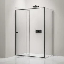 nextrend - gmbh Bernstein NT606 Flex Eckdusche mit Drehtür rechts 80 x 120 cm Schwarz matt Klarglas 6 mm
