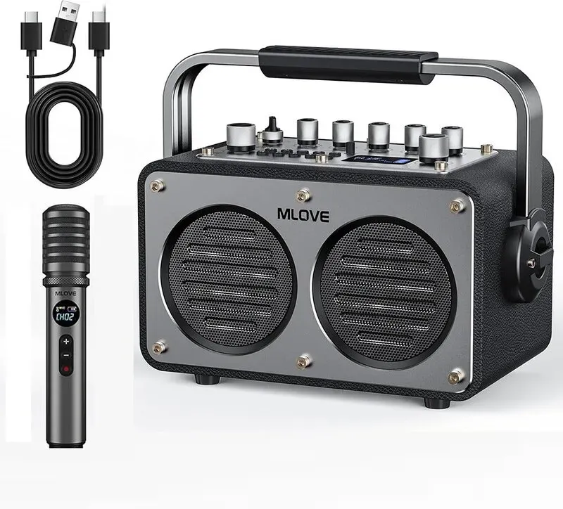 MLOVE Rangers S1 Karaoke-Maschine für Erwachsene mit kabellosem Mikrofon, Bluetooth 5.4, 200W tragbarer PA-Lautsprecher, REC, EQ-Soundeffekte, Instrumenteneingang – Ideal für Zuhause, Outdoor-Partys, Freunde und Familiengeschenke