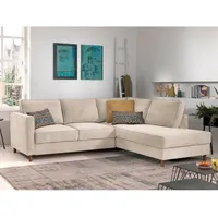 Lisa Design - Jake - ecksofa mit schlaffunktion - 5-sitzer - aus samt - rechts - beige