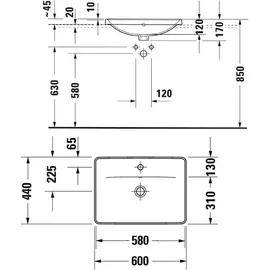Duravit D-Neo Einbauwaschtisch 60 x 44 cm 0357600027