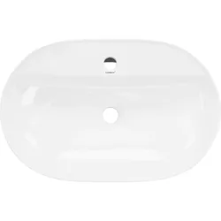 LuxeBath Keramik Waschbecken Waschtisch Aufsatzwaschbecken Waschschale Weiß 600x400x120mm