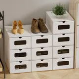 Peviasot 35×23×13 cm - 20x Schuhaufbewahrung Reinweiß mit Sichtfenster – Faltbare Schuhbox aus Kraftpapier, Stapelbar, Schuhkarton Schublade Aufbewahrungsbox Pappe für bis Größe 45