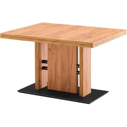 Esstisch K+W KOMFORT & WOHNEN, braun (eiche terra grau, eiche terra grau, eiche terra grau), B:120cm H:75cm T:80cm, Tische, schwarzes Rundrohrgestell, erweiterbar mit Schiebeplatte