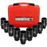 Anbull Schlagschrauber Nüsse Set,1/2 Zoll 9-teilig Impact Socket Set,29mm-38mm Antrieb Sechskant Nüsse,CR-V Material