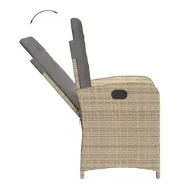 vidaXL Gartensessel Kissen 2Stk. Verstellbar Beigemischung Poly Rattan