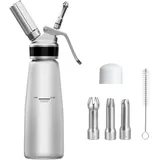 Aluminium Sahnespender, Auslaufsicher, mit Sahnekapseln & Reinigungsbürste, 500 ml