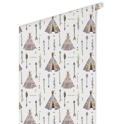 K&L Wall Art Vliestapete »Kinder Vliestapete«, Tipi Zelt Indianer, mehrfarbig, matt - bunt
