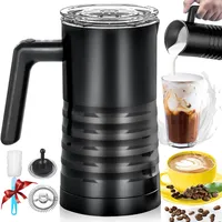 YESLUSY Milchaufschäumer Elektrisch 4 in 1 Milchaufschäumer Induktion, Milk Frother, Automatische Milchschäumer, mit 2 Magnetische Schneebesen, Stummschalten, Max. Fassungsvermögen: 350 ml (Schwarz)