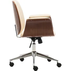 vidaXL Bürostuhl Bugholz Kunstleder Creme