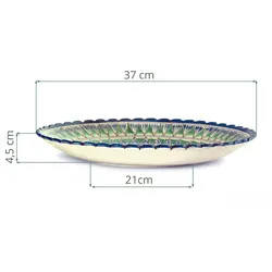 4BIG.fun Rishtan Lagan Ø37 cm Orientalischer Ljagan Keramik Plate Handarbeit Servierplate