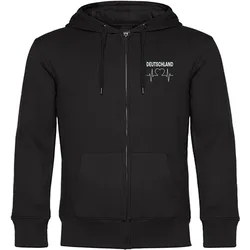 multifanshop Kapuzen Sweatshirt Jacke - Deutschland - Herzschlag - Druck weiß - Sweat