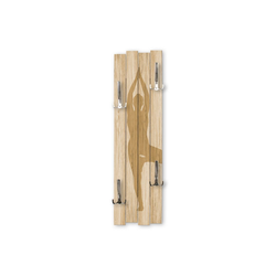 Kreative Feder Wandgarderobe Holz-Garderobe Yoga, Wandgarderobe aus MDF mit 4 Haken, ca. 100x30cm, Wandbild, Holz, Wanddeko, WGH001 braun